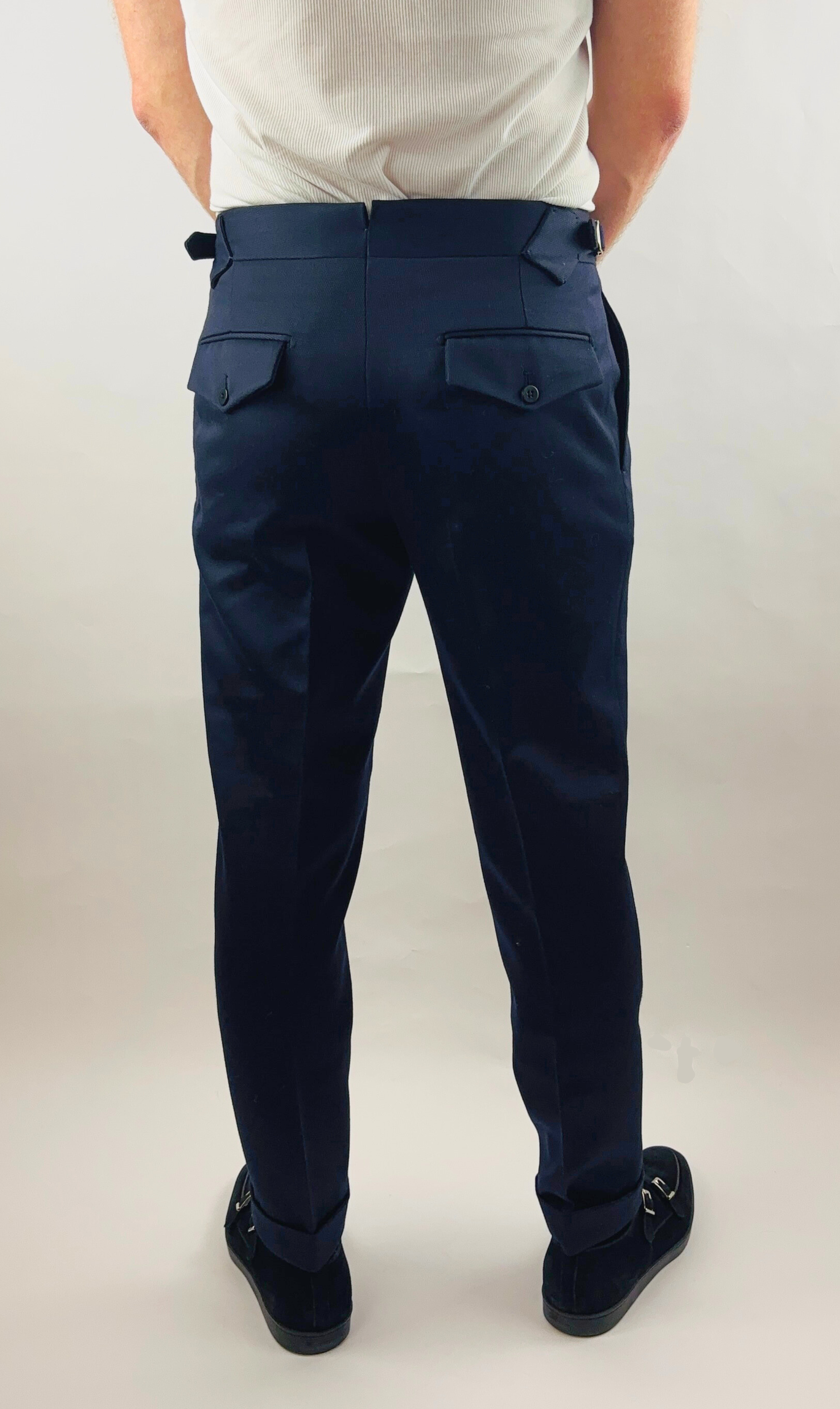 Extra slim fit trousers in blue with side adjuster