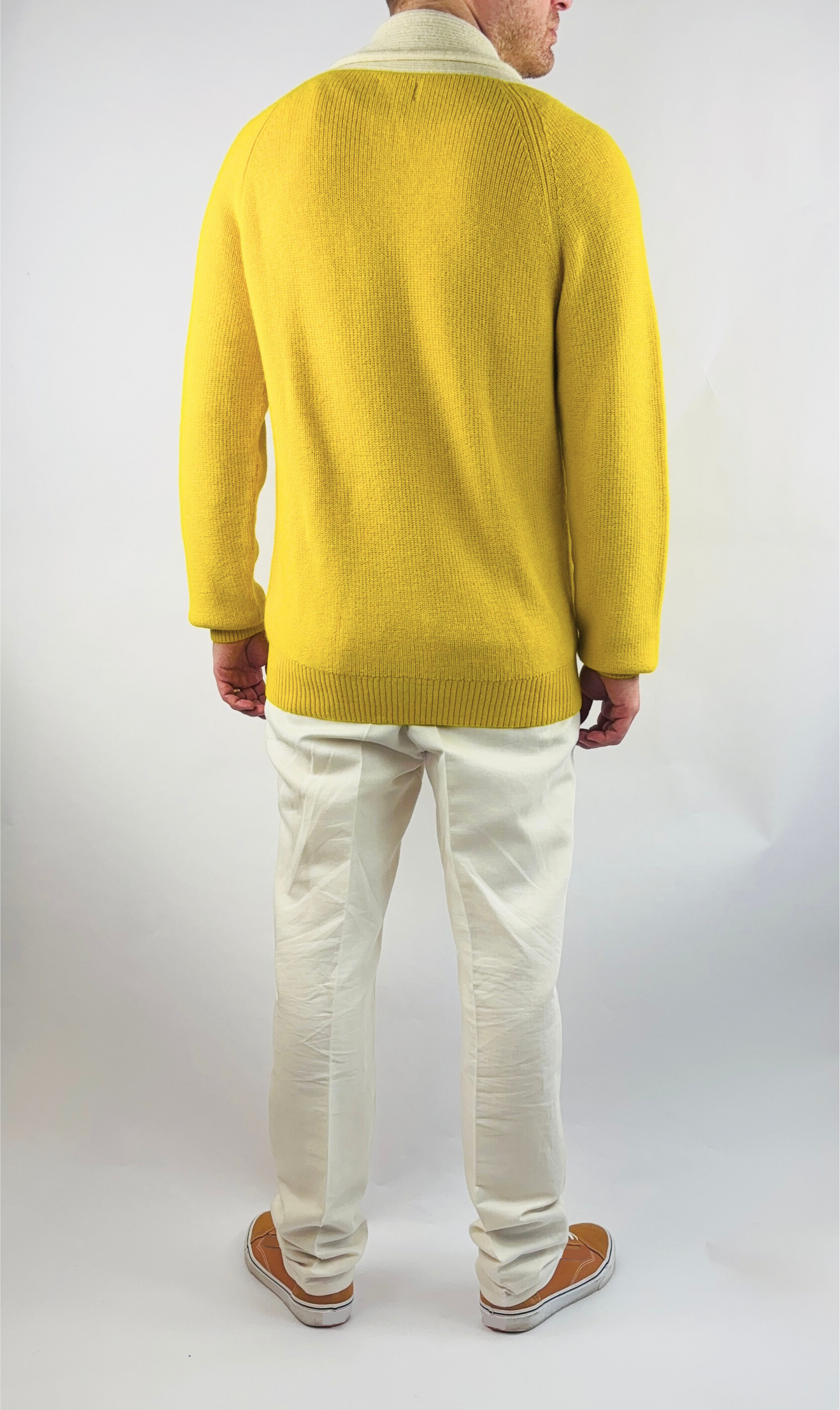 Strickjacke Regular Fit in Gelb Schalkragen