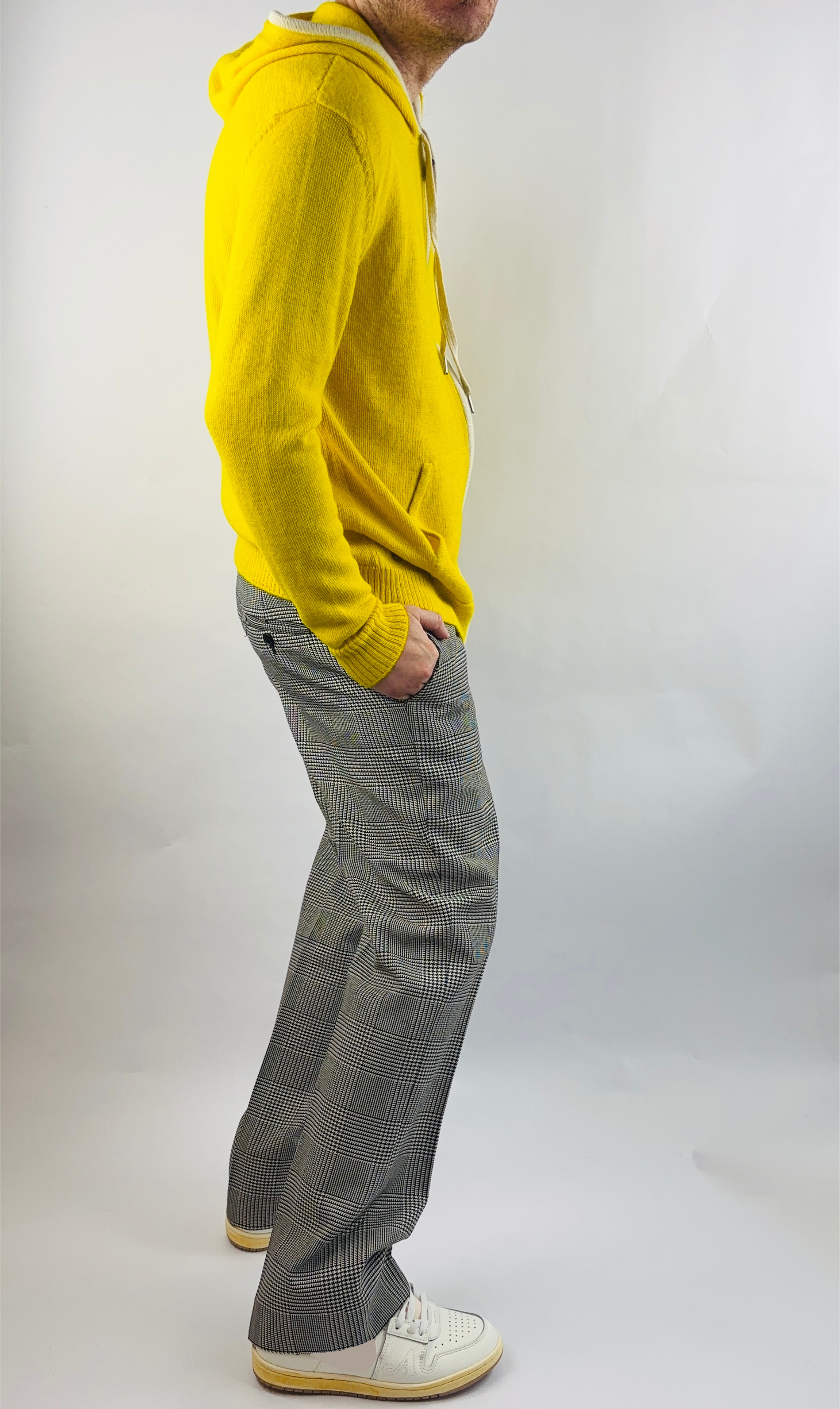 Hoodie Slim Fit in Gelb mit Kapuze und Zipper
