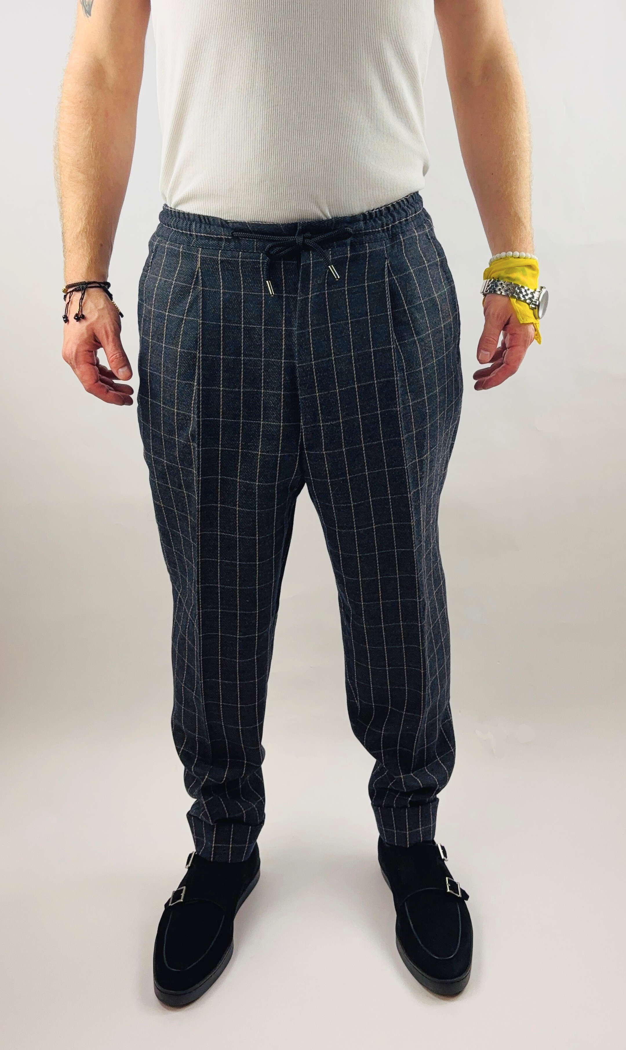 Hose Baggy in Grau kariert Jogger