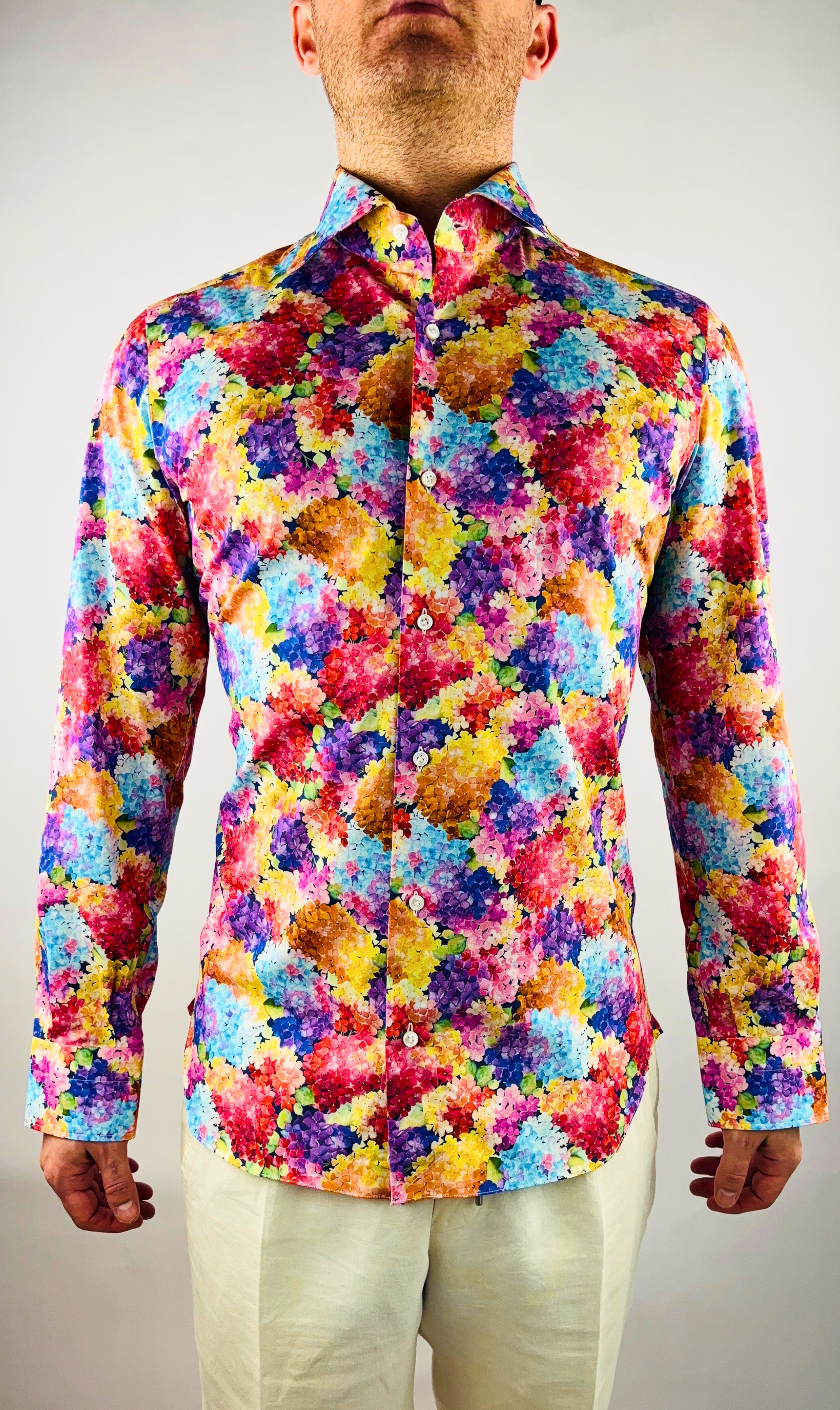 Herrenhemd Slim Fit Hortensien Print Sartoriali No. 5