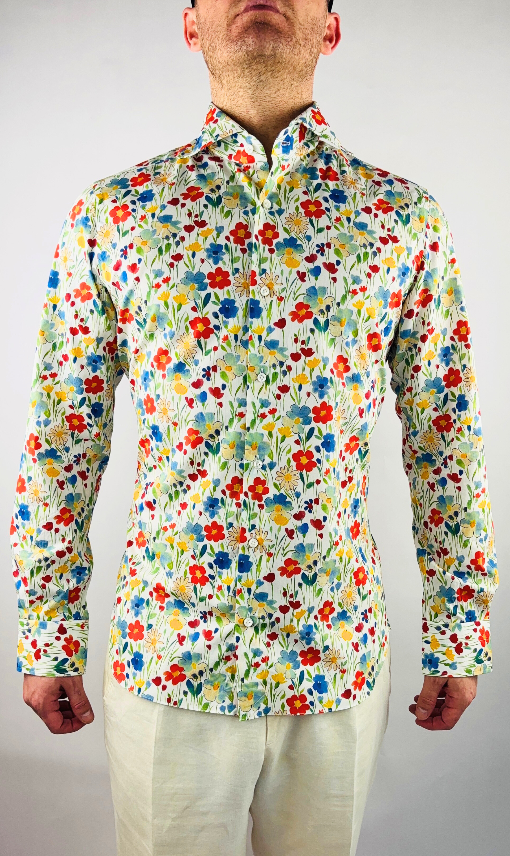 Herrenhemd Slim Fit Blumen Print Sartoriali No. 8